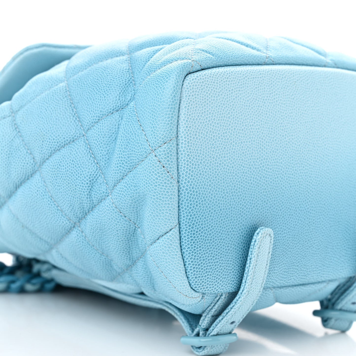 Shaded Caviar Quilted Lacquered CC My Everything Drawstring Backpack Blue Light Blue