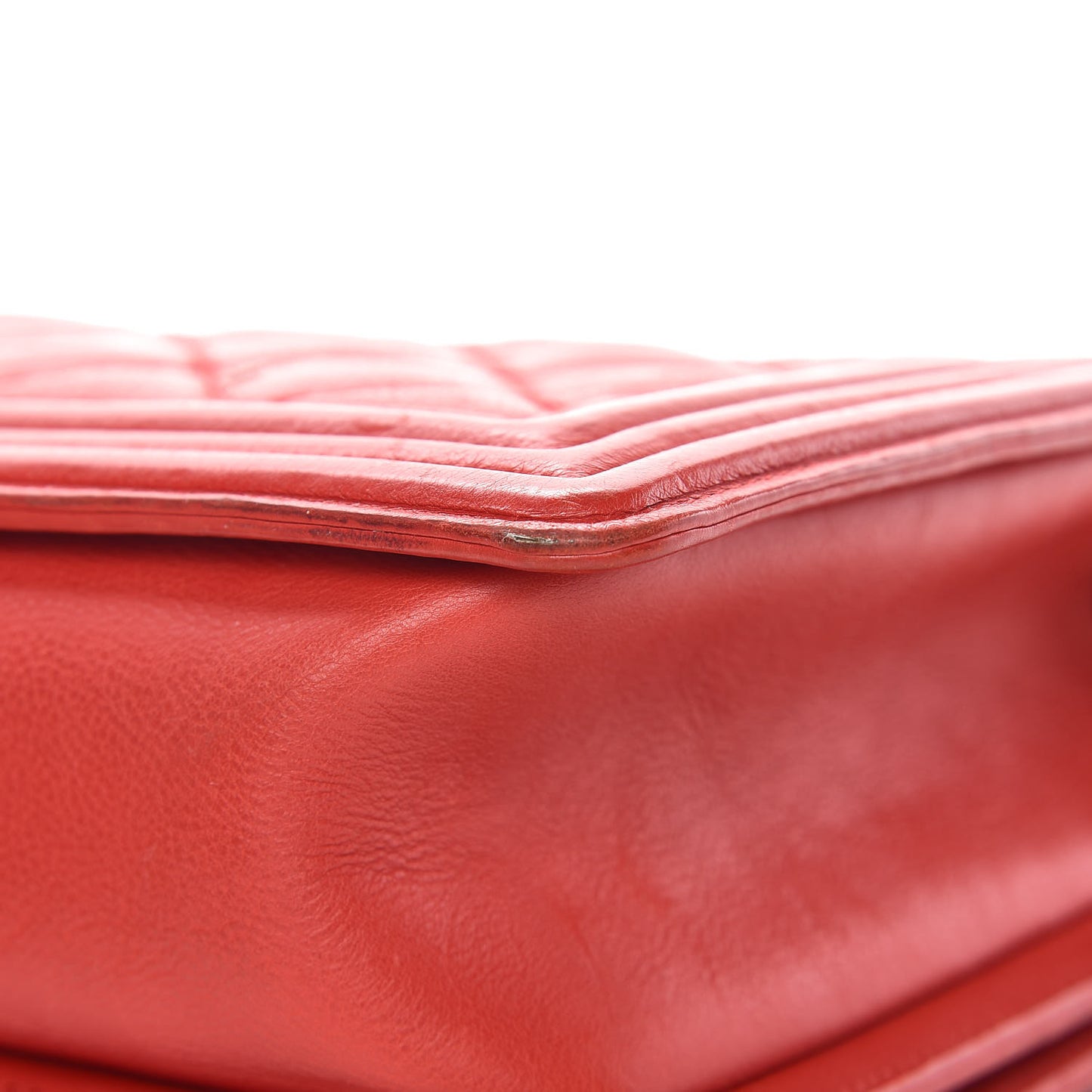 Calfskin Double Stitch New Medium Boy Flap Red