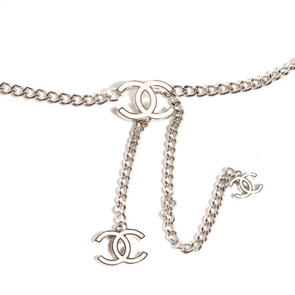 Chanel Enamel CC Chain Logo Belt Silver White 5 of 23