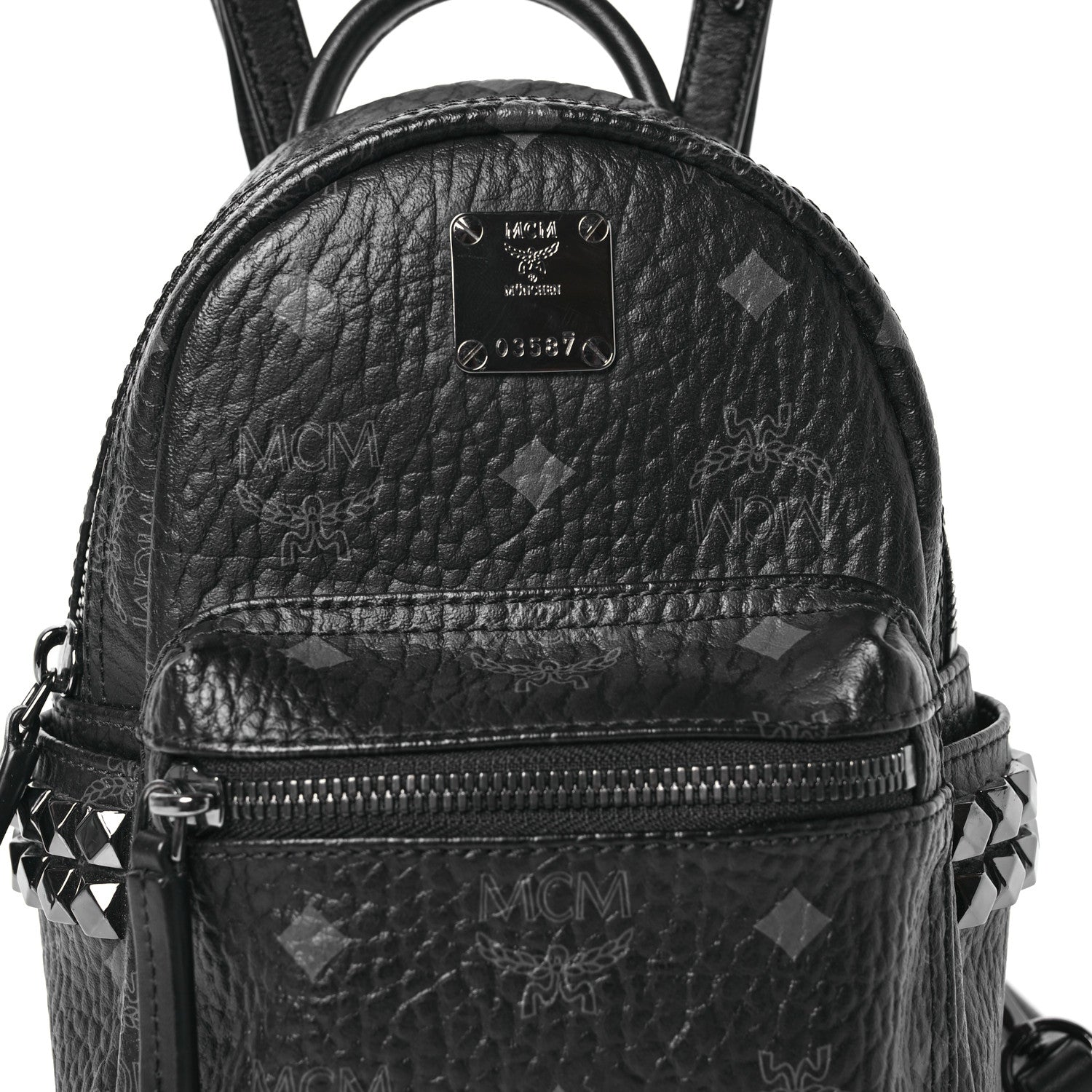 MCM Visetos Side Stud X-Mini Stark Bebe Boo Backpack Black 8 of 14