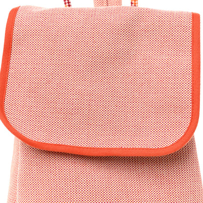 Hermes H Canvas Embroidered Les Cabanes Backpack Orange Framboise 7 of 9