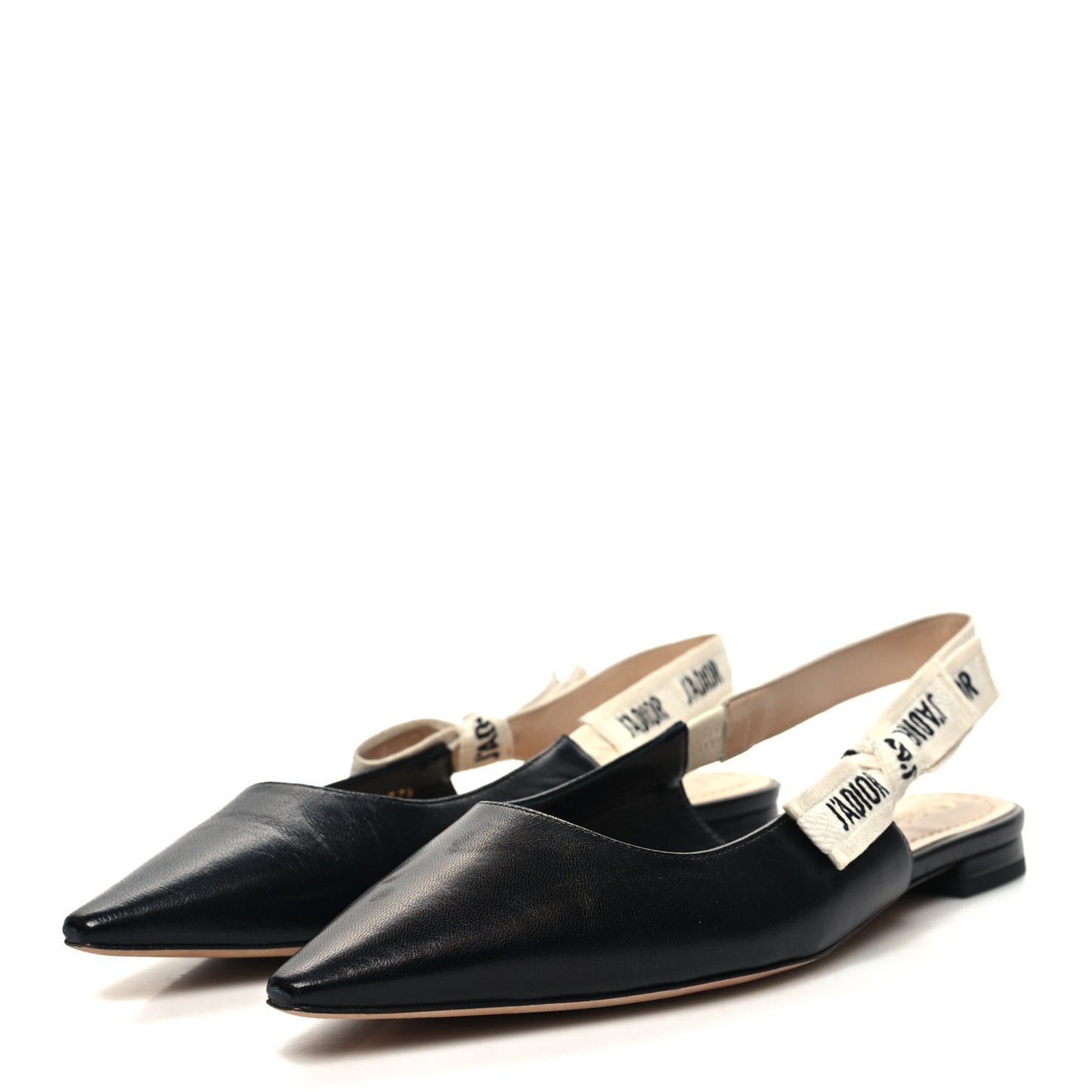 Lambskin Ribbon J'Adior Slingback Ballet Flats 37.5 Black