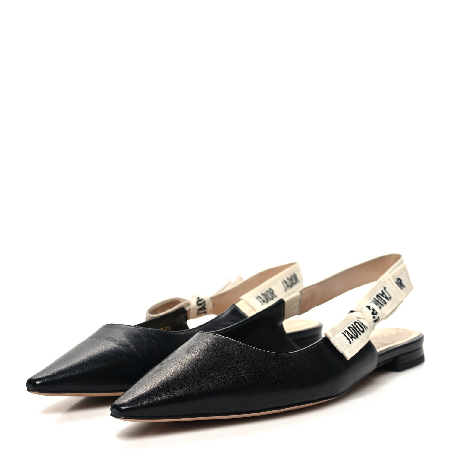Christian Dior Lambskin Ribbon J'Adior Slingback Ballet Flats 37.5 Black 3 of 8