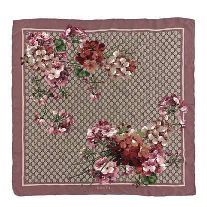 Gucci Silk Twill Monogram Folert Square Scarf Mauve Light Brown 1 of 3