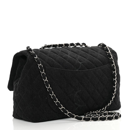 Chanel Denim Quilted CC Print Jumbo Single Flap Black 2 of 9