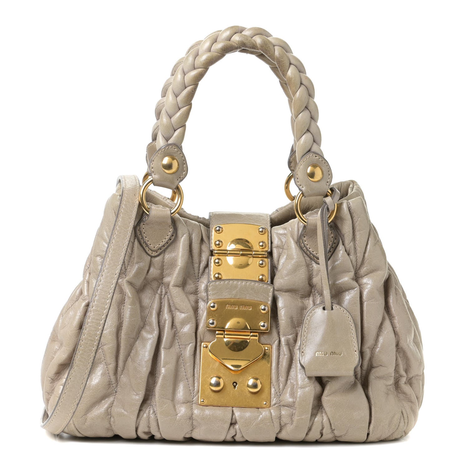 Miu Miu Nappa Matelasse Top Handle Satchel Fumo 1 of 25