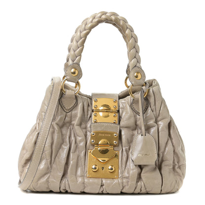 Miu Miu Nappa Matelasse Top Handle Satchel Fumo 1 of 25