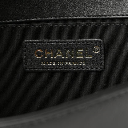 Chanel Calfskin Quilted Medium Boy Top Handle Flap Black 6 of 16