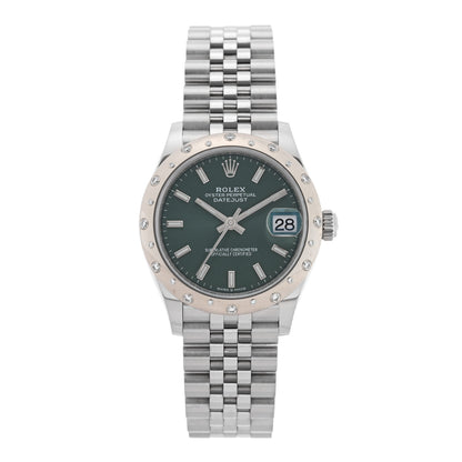Rolex Stainless Steel 18K White Gold Diamond 31mm Oyster Perpetual Datejust Watch Mint Green 278344RBR 1 of 5