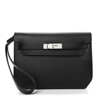 Hermes Epsom Kelly Depeches 25 Pouch Black 1 of 4