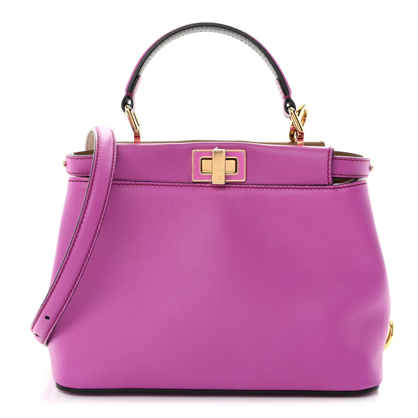 Vitello Seta Nappa Plexiglass Bi-Color Mini Peekaboo Iconic Satchel Bouganville Sand