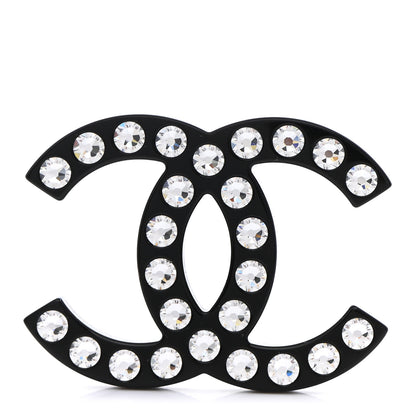 Chanel Resin Crystal CC Brooch Black 1 of 4