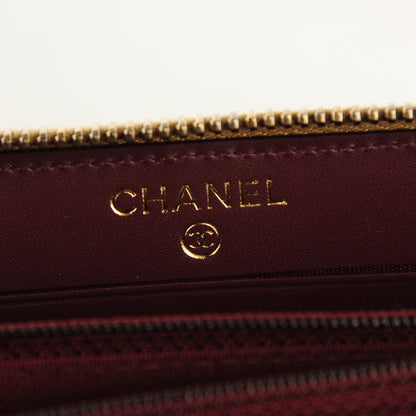 Chanel Metallic Calfskin Quilted Zip Around Wallet Gold 5 of 8
