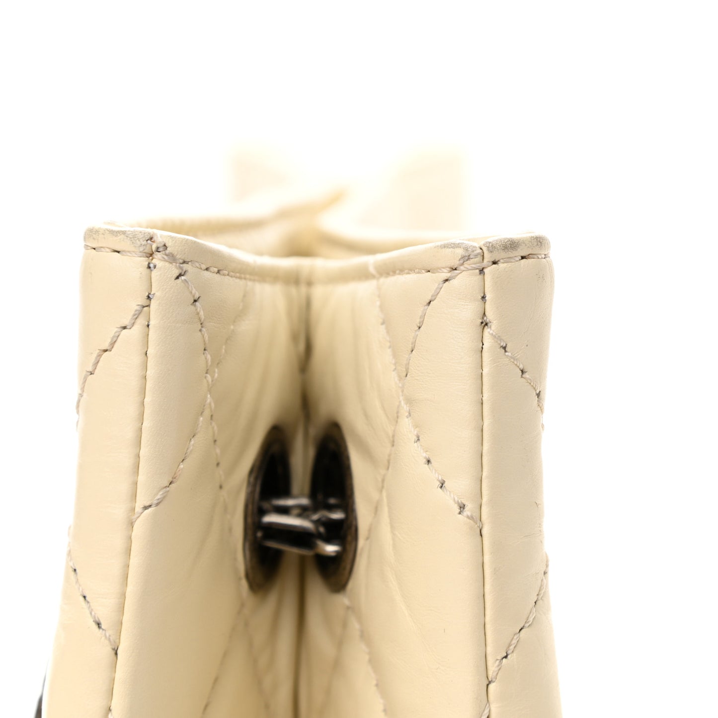 Aged Calfskin Quilted Reissue 2.55 Tote Ivory