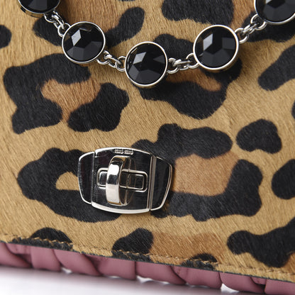 Miu Miu Cavallino Calf Hair Leopard Print Nappa Matelasse Crystal Chain Shoulder Bag Rosa Miele 11 of 11