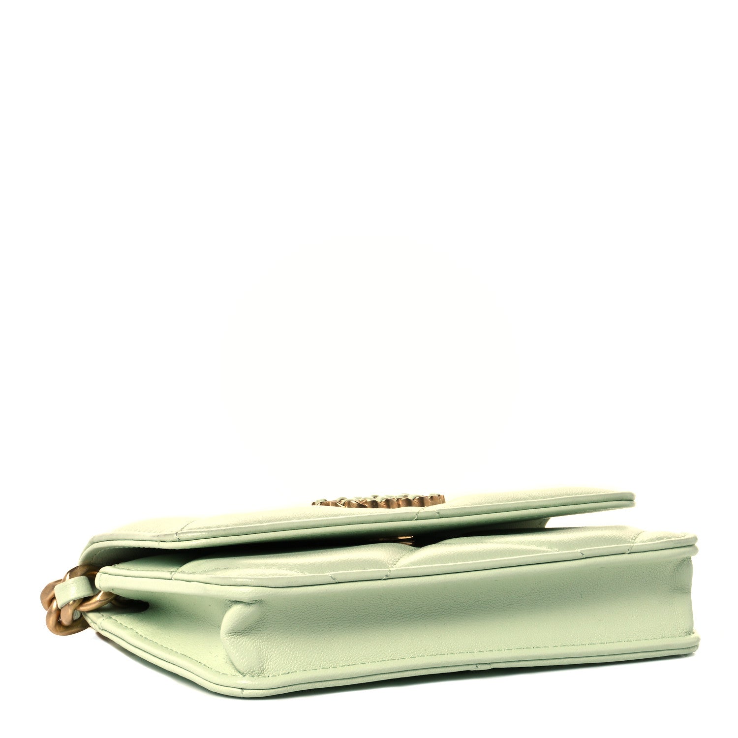 Chanel Lambskin Quilted Chanel 19 Clutch With Chain Light Green 4 of 10