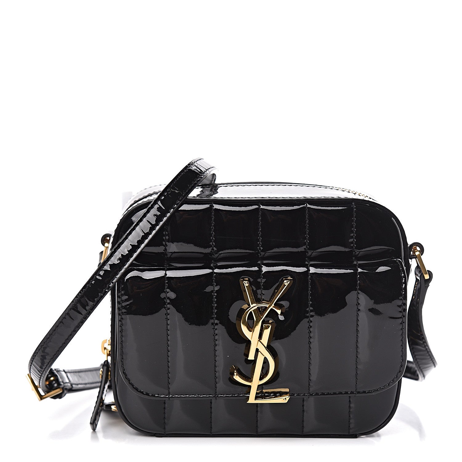 Saint Laurent Patent Matelasse Monogram Toy Vicky Camera Bag Black 1 of 10