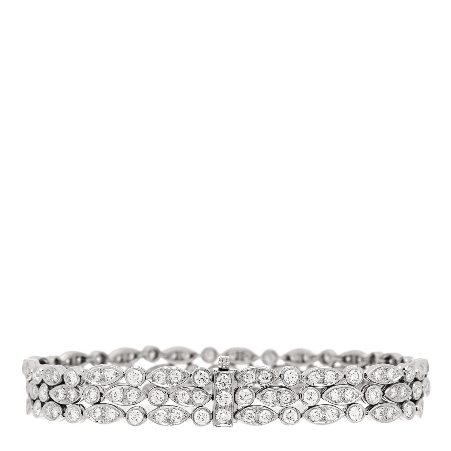 Platinum Diamond Jazz Three Row Tennis Bracelet