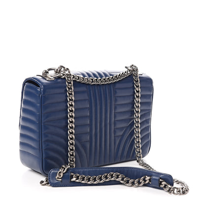 Prada Soft Calfskin Impunture Diagramme Large Chain Flap Shoulder Bag Bluette 3 of 10