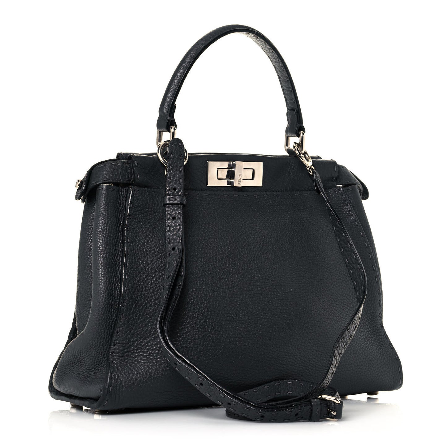 Cuoio Romano Selleria Bi-Color Medium Peekaboo Iconic Satchel Asfalto Latte