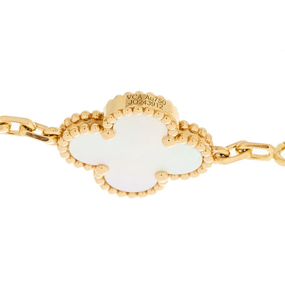 Van Cleef & Arpels 18K Yellow Gold Mother of Pearl 5 Motifs Vintage Alhambra Bracelet 3 of 5