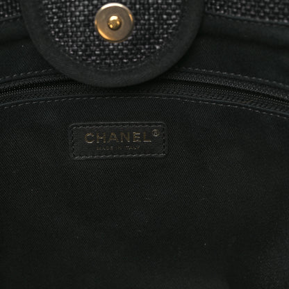 Chanel Woven Straw Raffia Large Deauville Tote Black 6 of 11