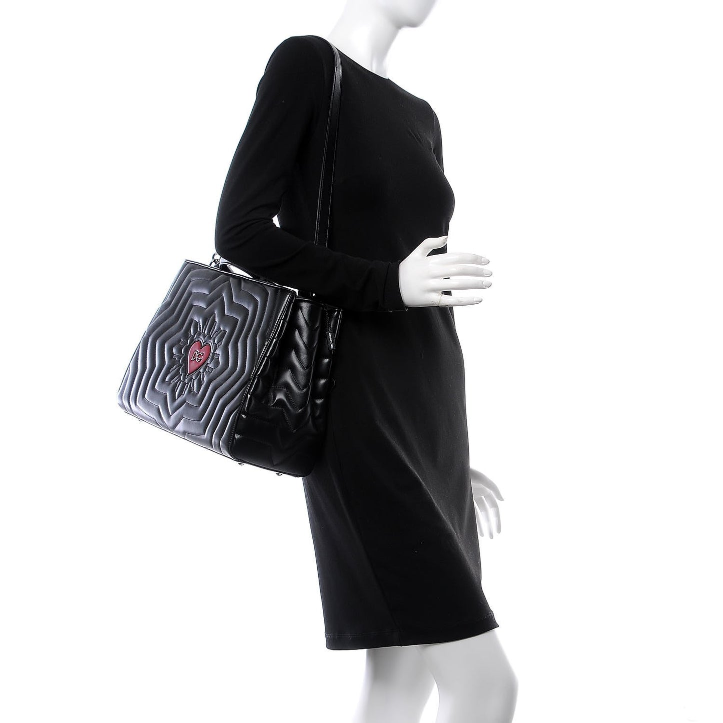 Calfskin Matelasse Glam Love Tote Black