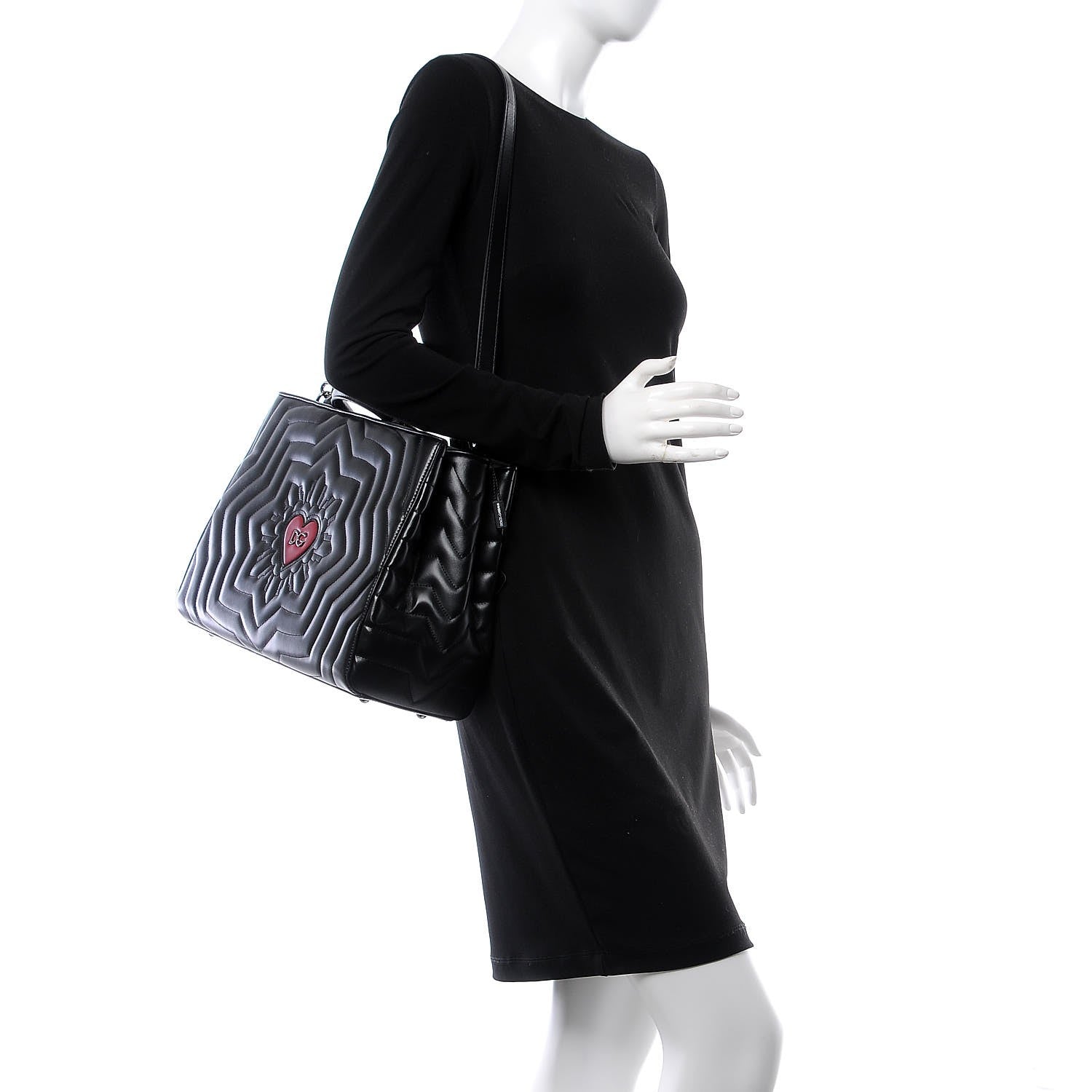 Dolce & Gabbana Calfskin Matelasse Glam Love Tote Black 2 of 9