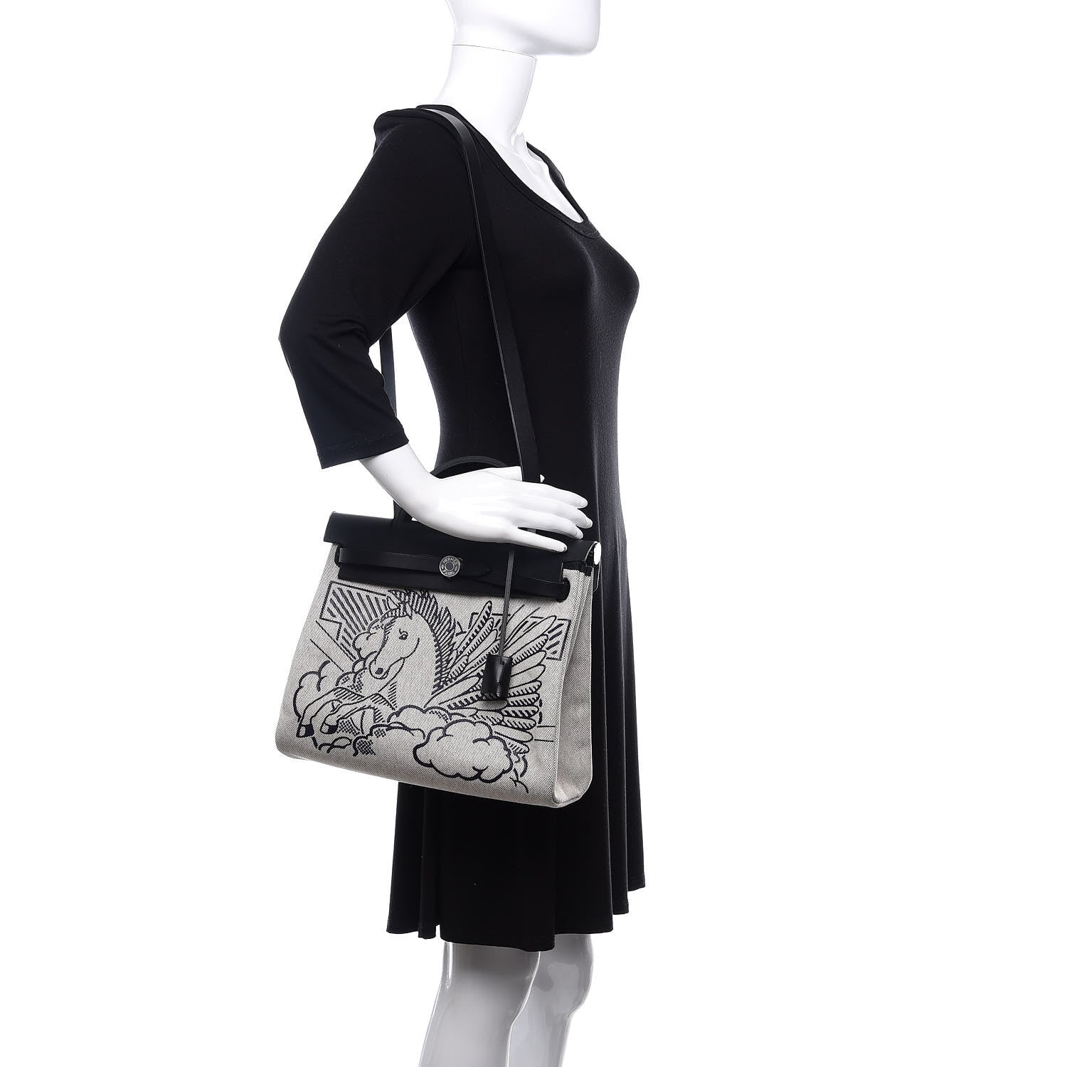 Hermes Vache Hunter Toile Pegase Pop Herbag Zip Retourne 31 PM Bleu Indigo 2 of 14