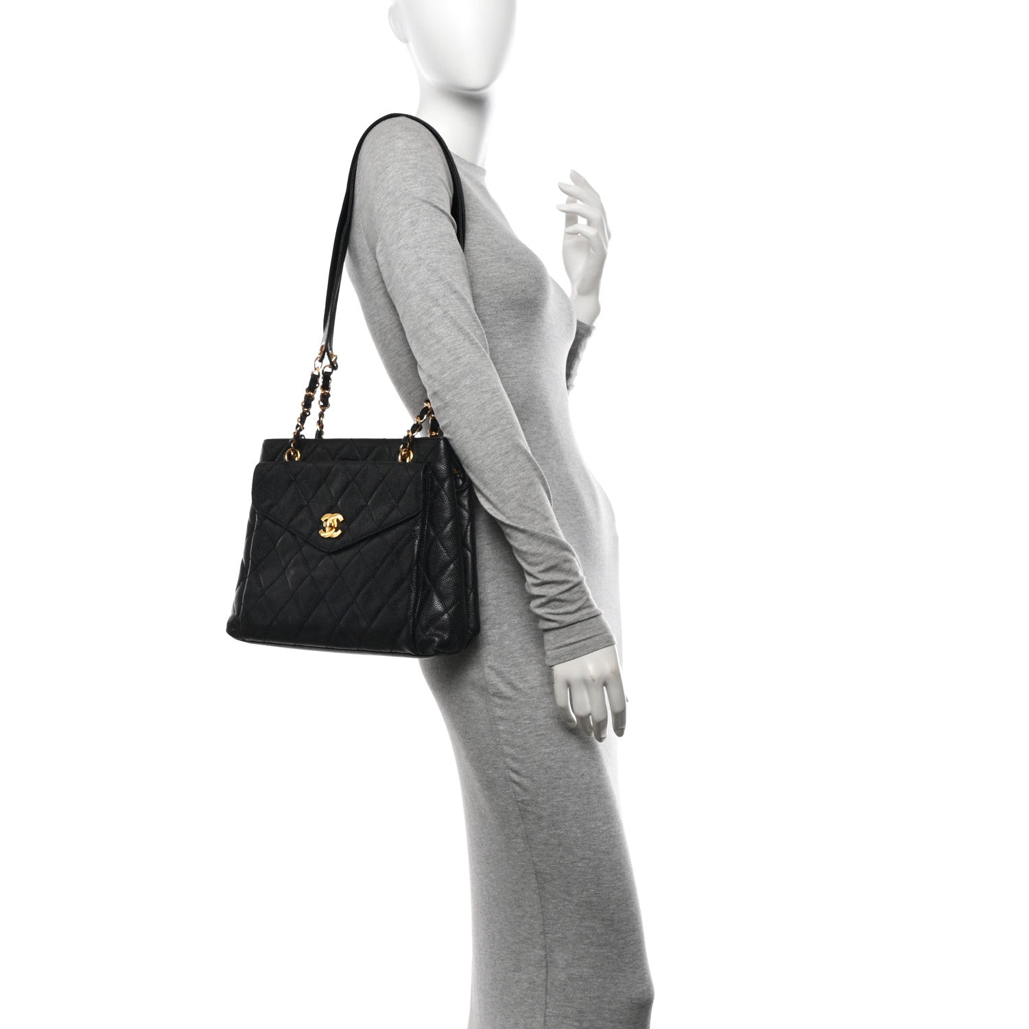 Chanel Caviar Quilted Pocket Shopping Tote Black 2 of 12