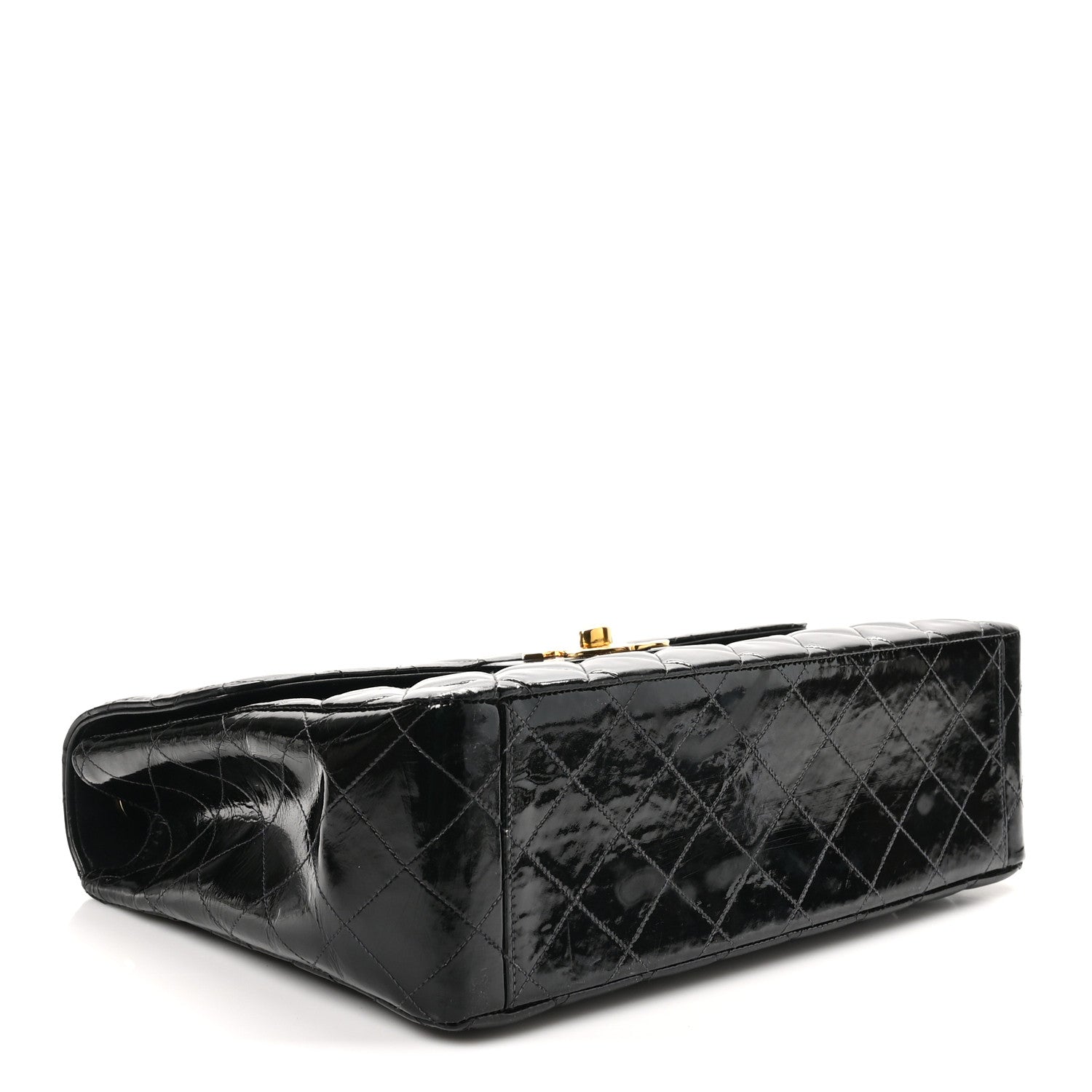 Chanel Patent Quilted XL Jumbo Single Flap Black 4 of 11