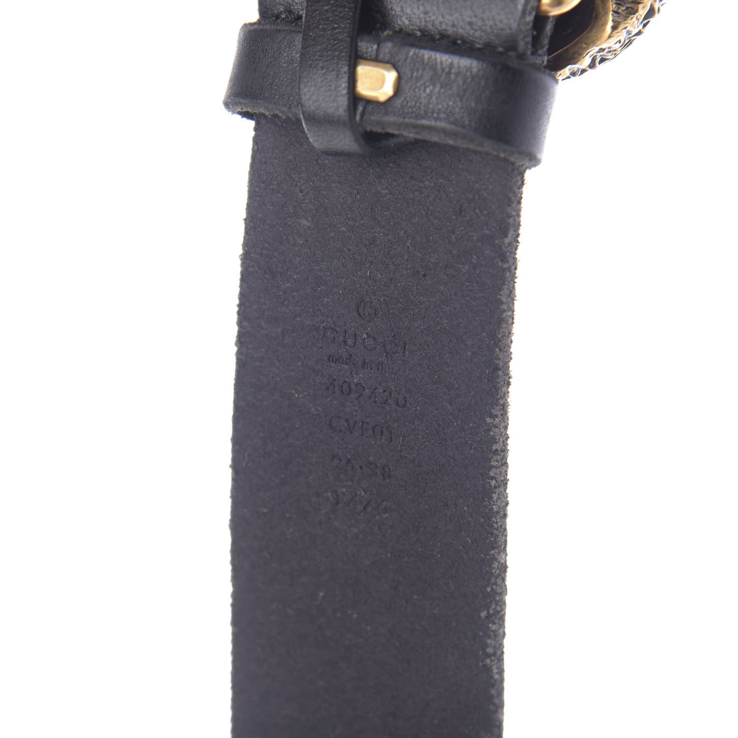 Calfskin Brass Feline Buckle Belt 95 38 Black