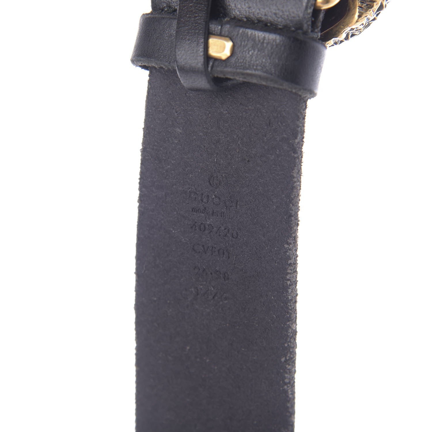 Gucci Calfskin Brass Feline Buckle Belt 95 38 Black 5 of 8