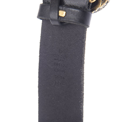Gucci Calfskin Brass Feline Buckle Belt 95 38 Black 5 of 8