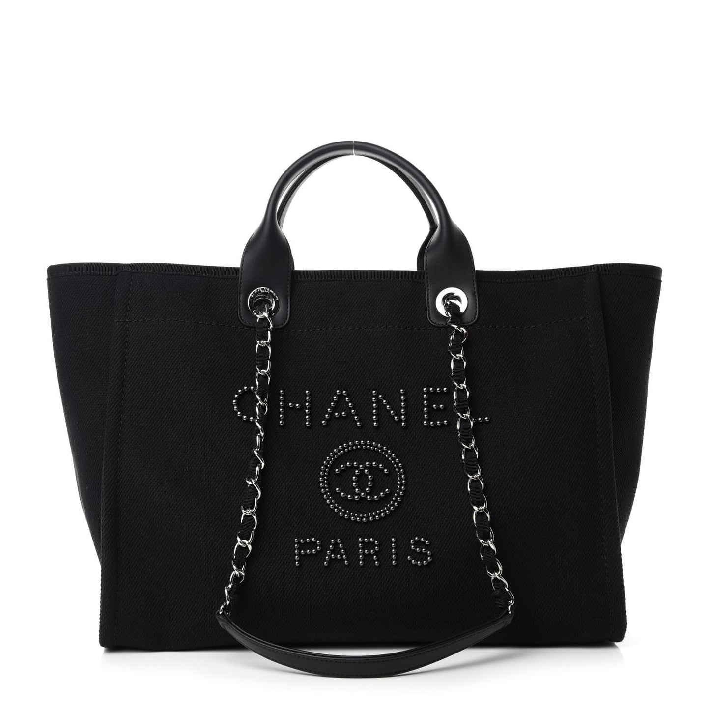 Canvas Pearl Medium Deauville Tote Black