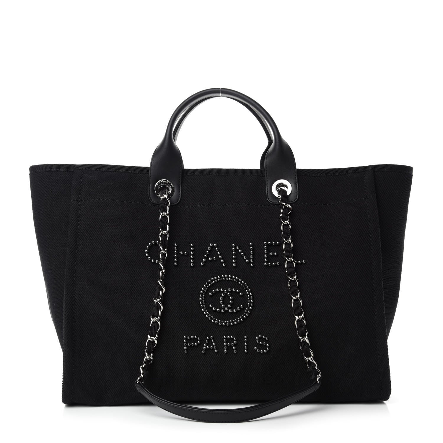Chanel Canvas Pearl Medium Deauville Tote Black 1 of 11