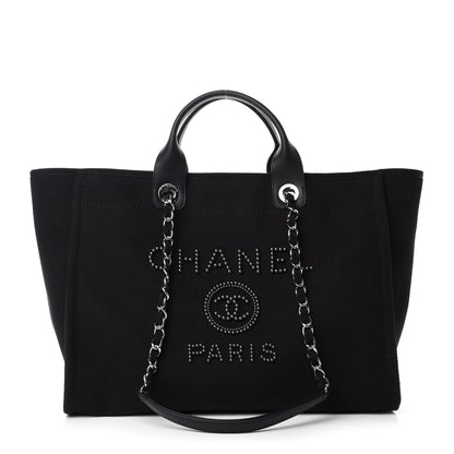 Chanel Canvas Pearl Medium Deauville Tote Black 1 of 11