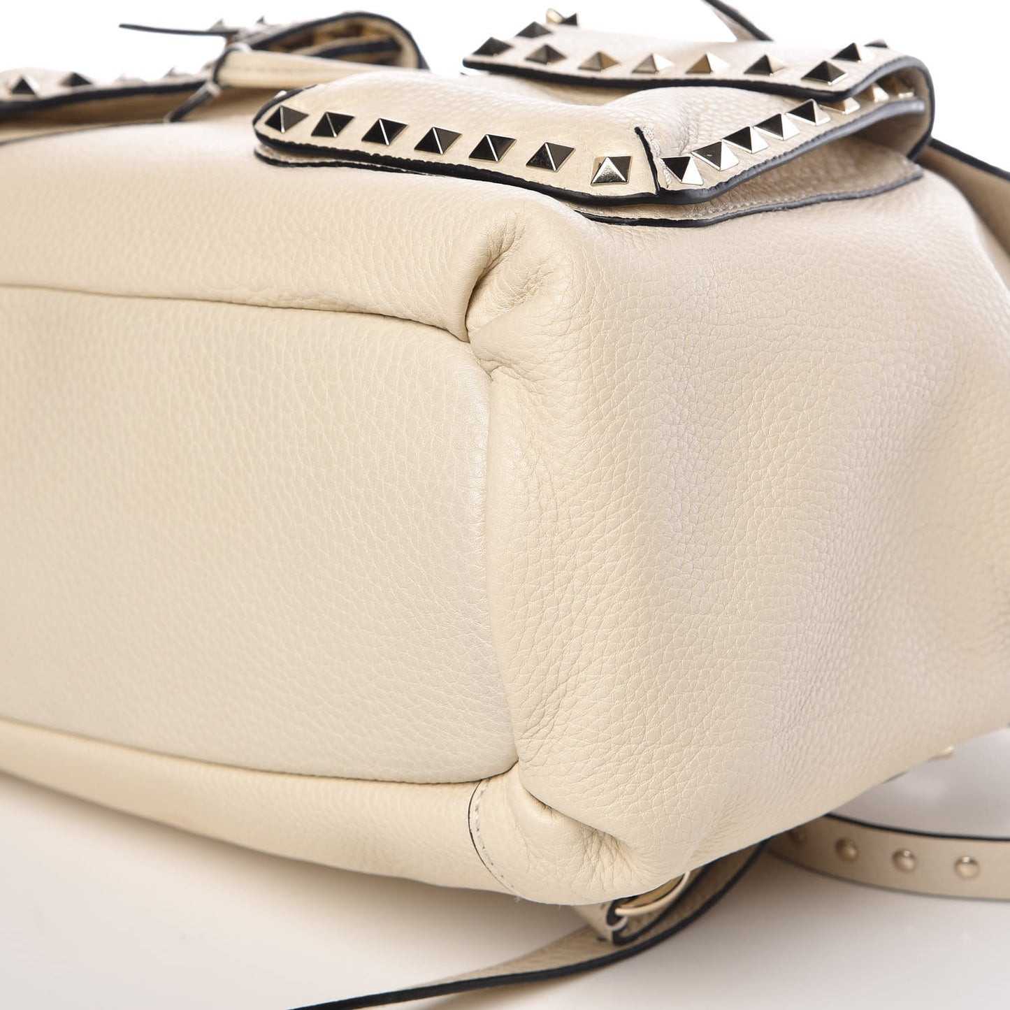 Pebbled Calfskin Rockstud Double Pocket Backpack Ivory
