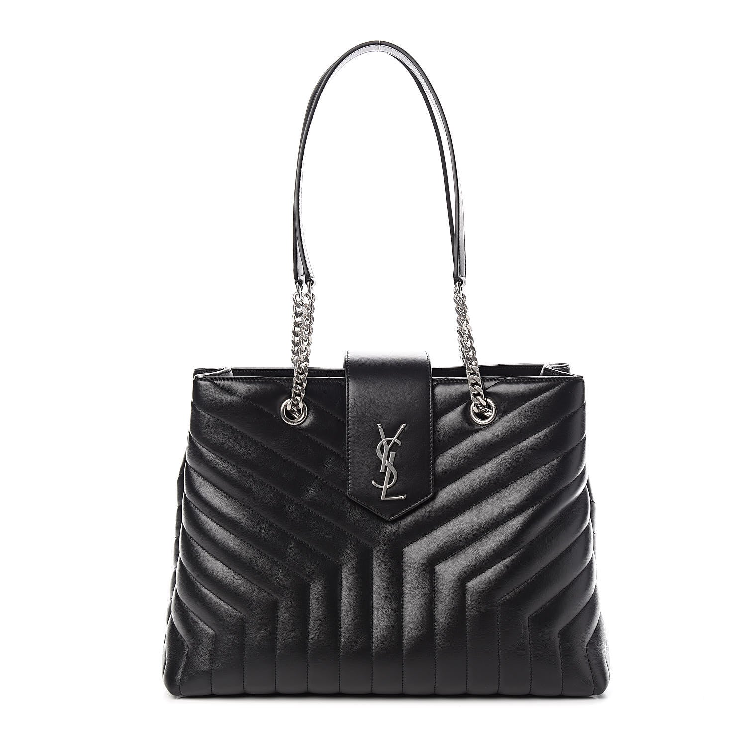 Saint Laurent Calfskin Y Quilted Monogram Large Loulou Shopper Black 1 of 11