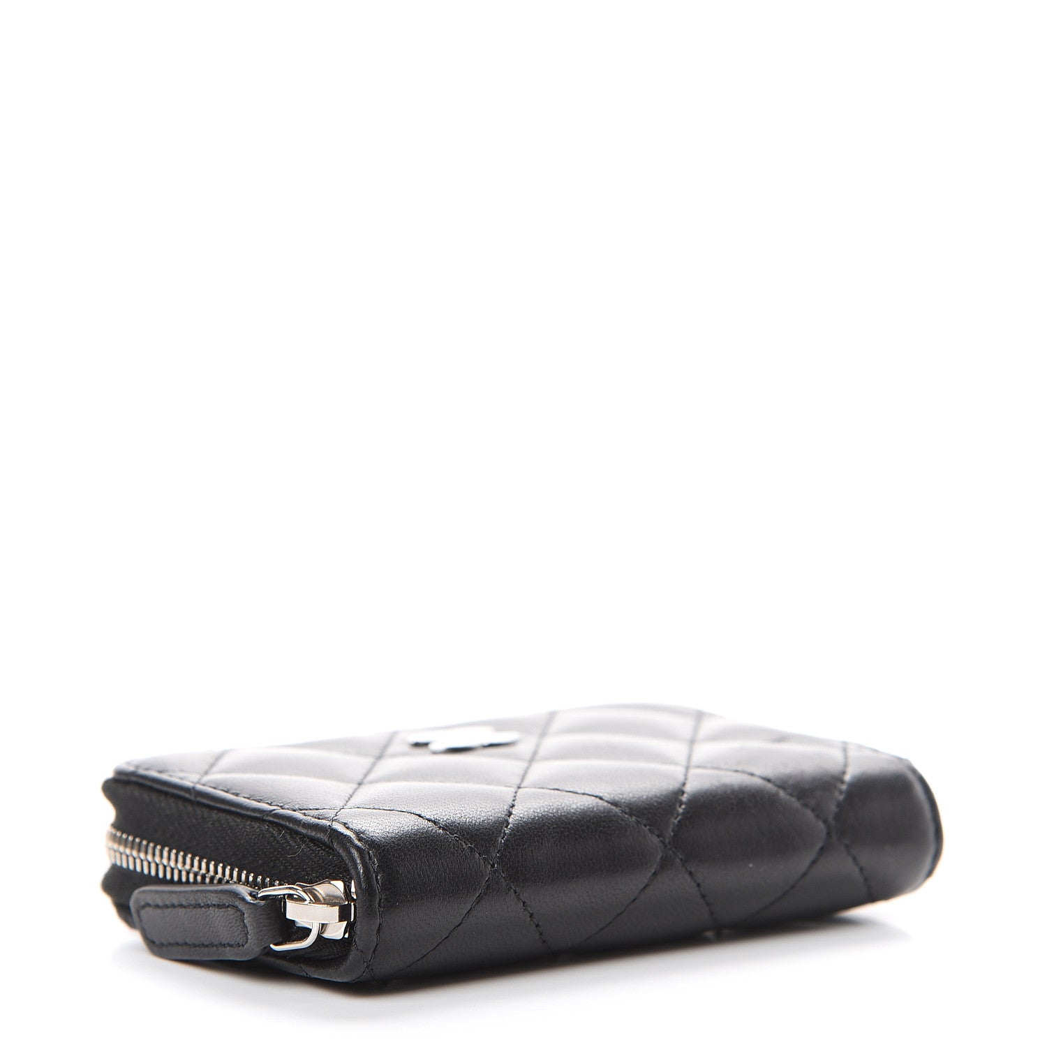 Chanel Lambskin Quilted Zip Coin Purse Black 3 of 8