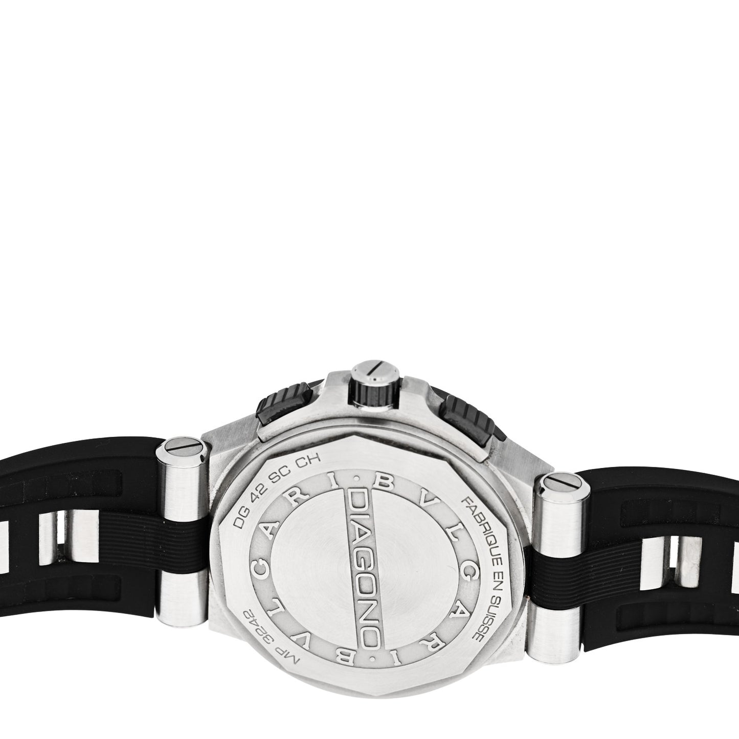 Stainless Steel Rubber 42mm Diagono Chronograph Automatic Watch Black