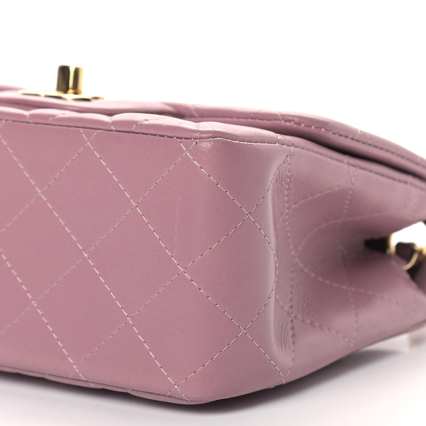 Lambskin Quilted Mini Square Flap Light Purple