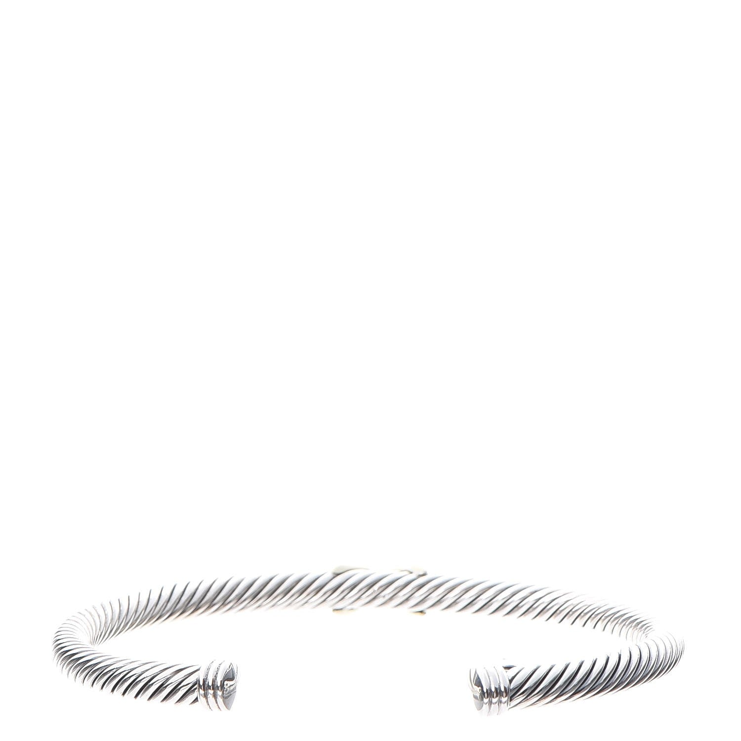 David Yurman Sterling Silver 18K Yellow Gold 4mm X Station Cable Bracelet 3 of 4