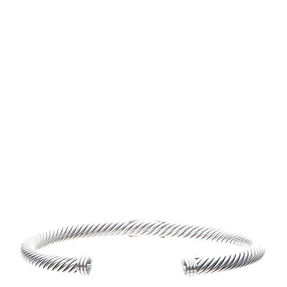 David Yurman Sterling Silver 18K Yellow Gold 4mm X Station Cable Bracelet 3 of 4