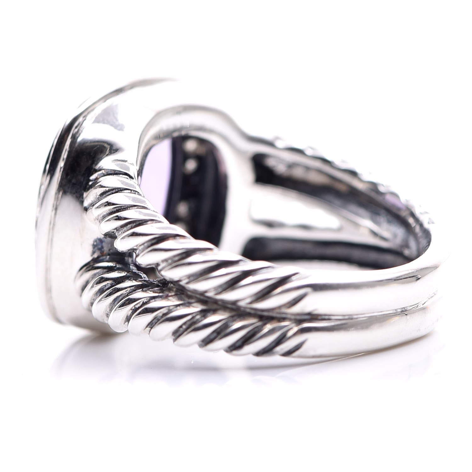 David Yurman Sterling Silver Diamond Amethyst 11mm Albion Ring 53 6.5 5 of 6