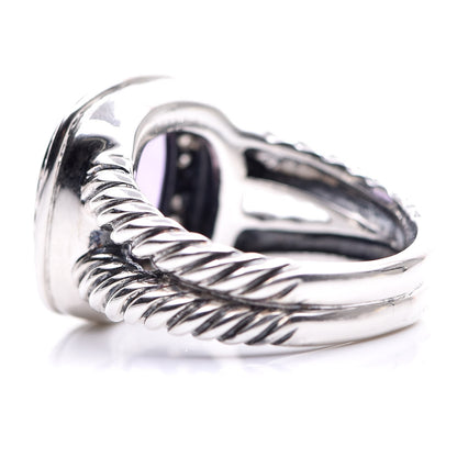 David Yurman Sterling Silver Diamond Amethyst 11mm Albion Ring 53 6.5 5 of 6