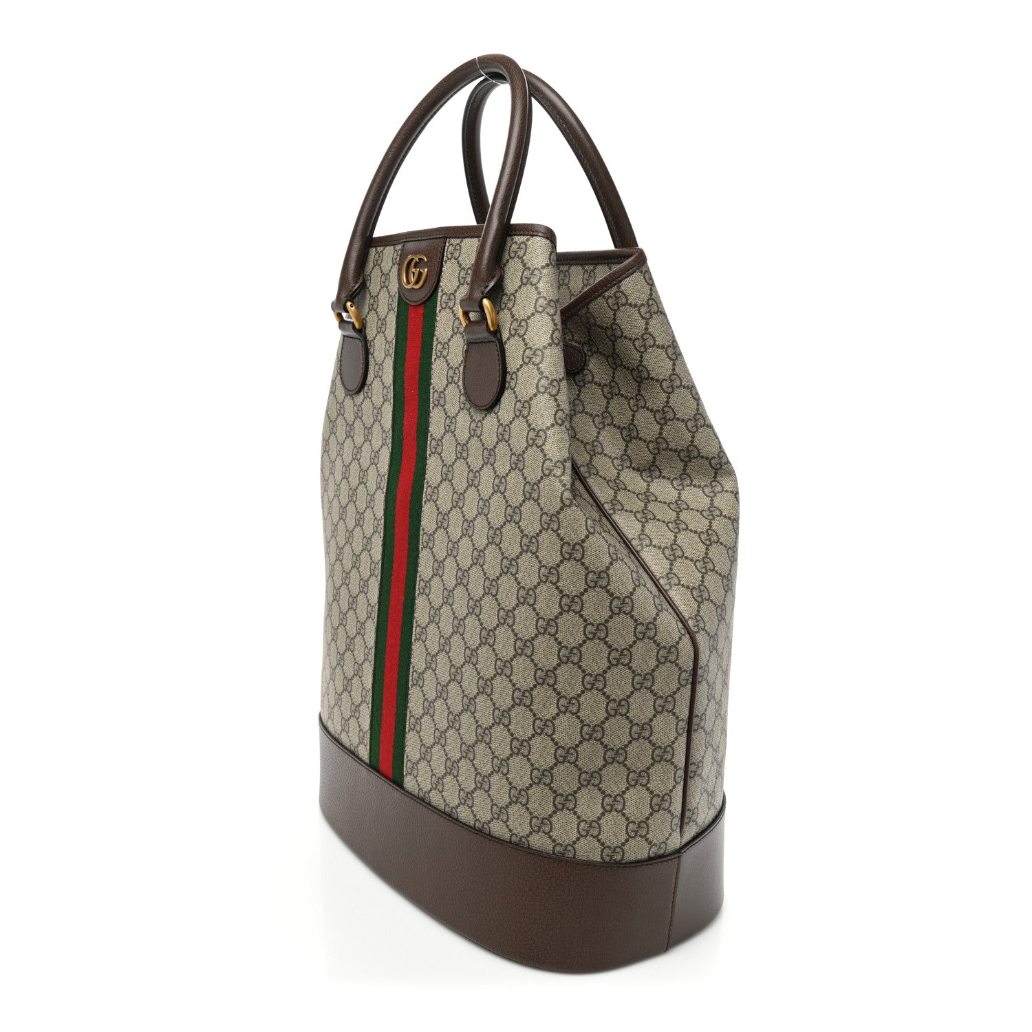 Gucci GG Supreme Monogram Textured Dollar Calfskin Web Savoy Duffle Bag Beige Ebony 3 of 11
