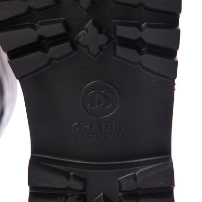 Chanel Calfskin Motorcycle Zipper Boots 40.5 Black Burgundy 8 of 12
