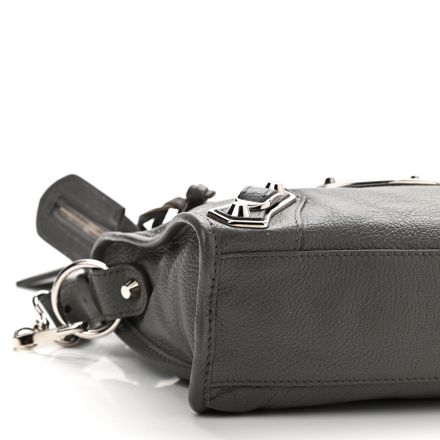 Chevre Silver Metallic Edge Hardware Mini City Gris Acier