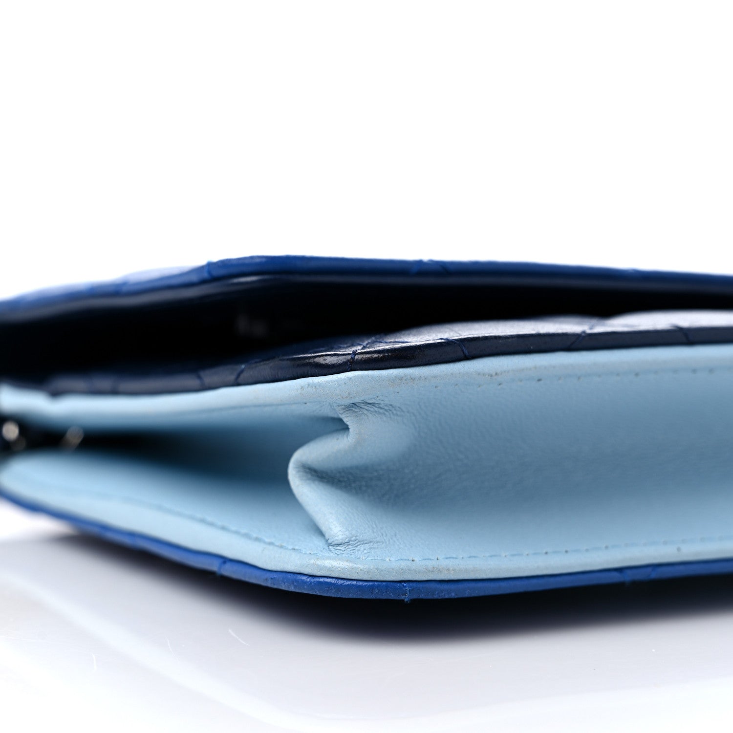 Chanel Lambskin Quilted Tri-Color Wallet On Chain WOC Dark Blue 9 of 11